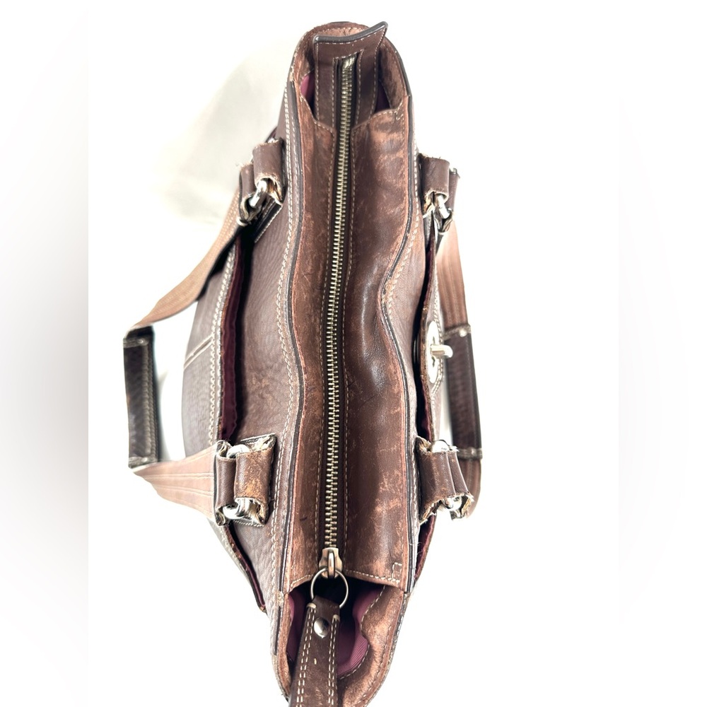 COACH Hamilton Hampton F13959 Brown Pebbled Leather Small Shoulder Bag Turn Lock - Picture 7 of 9
